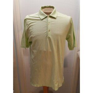 Peter Millar Men's Golf Polo Shirt L Double Mercerized Cotton Lime 3 Buttons GUC